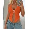 image:imageSOLY HUX Womens Halter Top V Neck Sleeveless Split Hem Backless Y2k Crop Tank TopsSolid Orange