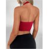 image:imageSOLY HUX Womens Halter Top V Neck Sleeveless Split Hem Backless Y2k Crop Tank TopsSolid Red