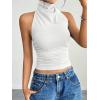 image:imageSOLY HUX Womens High Neck Halter Tank Top Sleeveless Draped Open Front Summer Fitted Going Out Crop VestPlain White