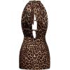 image:imageSOLY HUX Womens Leopard Halter Mini Dress Cheetah Print Deep V Neck Draped Sleeveless Ruched Bodycon Party Club DressesMulticoloured Leopard