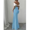 image:imageSOLY HUX Womens Off The Shoulder Color Block Bodycon Fishtail Long Maxi Dress Party Cocktail OutfitsBlue and White