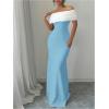 image:imageSOLY HUX Womens Off The Shoulder Color Block Bodycon Fishtail Long Maxi Dress Party Cocktail OutfitsBlue and White