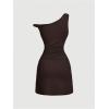 image:imageSOLY HUX Womens Off The Shoulder Ruched Bodycon Mini Dress Y2k Party Sleeveless SundressesPlain Brown