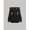 image:imageSOLY HUX Womens Off The Shoulder Sweater Dress Bowknot Knit Mini Dresses Bodycon Long Sleeve Sweater Dress 2024 TrendyPlain Black