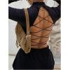 image:imageSOLY HUX Womens Open Back Tops Mock Neck Long Sleeve Criss Cross Backless T Shirt Going Out Crop TopPlain Black