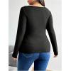 image:imageSOLY HUX Womens Plus Size Contrast Lace Deep V Neck T Shirt Long Sleeve Slim Fit Tee TopBlack