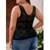 image:imageSOLY HUX Womens Plus Size Floral Lace Sheer V Neck Scalloped Trim Sleeveless Tank TopsBlack