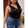 image:imageSOLY HUX Womens Plus Size Floral Lace Sheer V Neck Scalloped Trim Sleeveless Tank TopsBlack