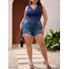 image:imageSOLY HUX Womens Plus Size Floral Lace Sheer V Neck Scalloped Trim Sleeveless Tank TopsPure Navy Blue