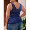 image:imageSOLY HUX Womens Plus Size Floral Lace Sheer V Neck Scalloped Trim Sleeveless Tank TopsPure Navy Blue