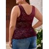 image:imageSOLY HUX Womens Plus Size Floral Lace Sheer V Neck Scalloped Trim Sleeveless Tank TopsSolid Burgundy