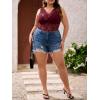 image:imageSOLY HUX Womens Plus Size Floral Lace Sheer V Neck Scalloped Trim Sleeveless Tank TopsSolid Burgundy
