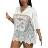 image:imageSOLY HUX Womens Plus Size Jersey Shirts Sheer Lace Tops Y2K Streetwear Number Graphic Tees V Neck Summer TopsWhite Letter