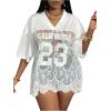 image:imageSOLY HUX Womens Plus Size Jersey Shirts Sheer Lace Tops Y2K Streetwear Number Graphic Tees V Neck Summer TopsWhite Letter