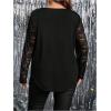 image:imageSOLY HUX Womens Plus Size Lace Tops V Neck Long Sleeve Tee Scallop Trim T Shirt Fall ClothesPure Black