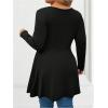 image:imageSOLY HUX Womens Plus Size Peplum Tops Lace Up Square Neck Long Sleeve Ruffle Hem Tee Flowy Casual T ShirtPure Black