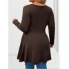 image:imageSOLY HUX Womens Plus Size Peplum Tops Lace Up Square Neck Long Sleeve Ruffle Hem Tee Flowy Casual T ShirtPure Brown
