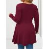 image:imageSOLY HUX Womens Plus Size Peplum Tops Lace Up Square Neck Long Sleeve Ruffle Hem Tee Flowy Casual T ShirtPure Burgundy