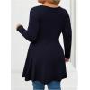 image:imageSOLY HUX Womens Plus Size Peplum Tops Lace Up Square Neck Long Sleeve Ruffle Hem Tee Flowy Casual T ShirtPure Dark Blue