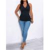 image:imageSOLY HUX Womens Plus Size Tops Sleeveless Wrap V Neck Halter Tie Backless Tank TopPlain Deep Blue