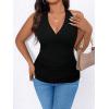 image:imageSOLY HUX Womens Plus Size Tops Sleeveless Wrap V Neck Halter Tie Backless Tank TopSolid Black