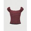 image:imageSOLY HUX Womens Polka Dots Shirts Y2k Fairy Grunge Lace Patchwork Babydoll Crop Tee Tops Aesthetic ClothesBurgundy Polka Dots