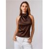 image:imageSOLY HUX Womens Satin Halter Backless Crop Top Sexy Sleeveless Tank Shirts Festival Party ClubwearChocolate Brown
