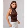 image:imageSOLY HUX Womens Satin Halter Backless Crop Top Sexy Sleeveless Tank Shirts Festival Party ClubwearChocolate Brown