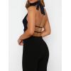 image:imageSOLY HUX Womens Satin Halter Backless Crop Top Sexy Sleeveless Tank Shirts Festival Party ClubwearDeep Blue