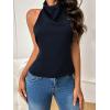 image:imageSOLY HUX Womens Satin Halter Backless Crop Top Sexy Sleeveless Tank Shirts Festival Party ClubwearDeep Blue