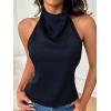 image:imageSOLY HUX Womens Satin Halter Backless Crop Top Sexy Sleeveless Tank Shirts Festival Party ClubwearDeep Blue
