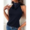 image:imageSOLY HUX Womens Satin Halter Backless Crop Top Sexy Sleeveless Tank Shirts Festival Party ClubwearDeep Blue