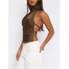 image:imageSOLY HUX Womens Satin Halter Backless Crop Top Sexy Sleeveless Tank Shirts Festival Party ClubwearPlain Brown