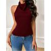 image:imageSOLY HUX Womens Satin Halter Backless Crop Top Sexy Sleeveless Tank Shirts Festival Party ClubwearPlain Burgundy