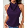 image:imageSOLY HUX Womens Satin Halter Backless Crop Top Sexy Sleeveless Tank Shirts Festival Party ClubwearPlain Purple