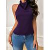 image:imageSOLY HUX Womens Satin Halter Backless Crop Top Sexy Sleeveless Tank Shirts Festival Party ClubwearPlain Purple
