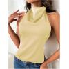 image:imageSOLY HUX Womens Satin Halter Backless Crop Top Sexy Sleeveless Tank Shirts Festival Party ClubwearPlain Yellow