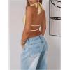 image:imageSOLY HUX Womens Satin Halter Backless Crop Top Sexy Sleeveless Tank Shirts Festival Party ClubwearPlain Yellow