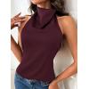 image:imageSOLY HUX Womens Satin Halter Backless Crop Top Sexy Sleeveless Tank Shirts Festival Party ClubwearPure Burgundy