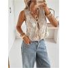 image:imageSOLY HUX Womens Sequin Lace Up Tank Top Sparkly Deep V Neck Sleeveless Shirts Party Crop VestPlain Apricot