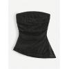 image:imageSOLY HUX Womens Sequin Tube Tops Sparkly Strapless Sleeveless Bandeau Split Asymmetric Hem Top Party ClubwearPlain Black