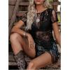image:imageSOLY HUX Womens Sheer Fringe Tops Short Sleeve Floral Lace See Through Vintage T Shirts Vacation OutfitPlain Black
