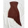 image:imageSOLY HUX Womens Strapless Tube Mini Dress Ruched Sleeveless Asymmetrical Hem Vacation Summer DressesPlain Coffee Brown