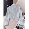 image:imageSOLY HUX Womens Striped Print Button Down College Shirts Long Sleeve Tie Blouse Tops Preppy ClothesLight Blue Striped