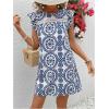 image:imageSOLY HUX Womens Summer Boho Tunic Dress Ruffle Cap Sleeve Crewneck Vacation Beach Short DressesBlue and White Print