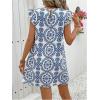 image:imageSOLY HUX Womens Summer Boho Tunic Dress Ruffle Cap Sleeve Crewneck Vacation Beach Short DressesBlue and White Print