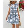 image:imageSOLY HUX Womens Summer Boho Tunic Dress Ruffle Cap Sleeve Crewneck Vacation Beach Short DressesBlue and White Print