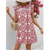 image:imageSOLY HUX Womens Summer Boho Tunic Dress Ruffle Cap Sleeve Crewneck Vacation Beach Short DressesRed and White Print
