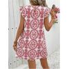 image:imageSOLY HUX Womens Summer Boho Tunic Dress Ruffle Cap Sleeve Crewneck Vacation Beach Short DressesRed and White Print