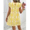 image:imageSOLY HUX Womens Summer Boho Tunic Dress Ruffle Cap Sleeve Crewneck Vacation Beach Short DressesYellow Print